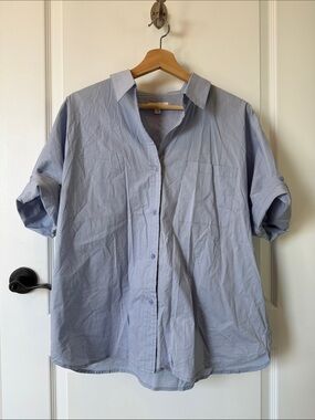 Vici Light Blue Half Sleeve Button-Down Shirt
